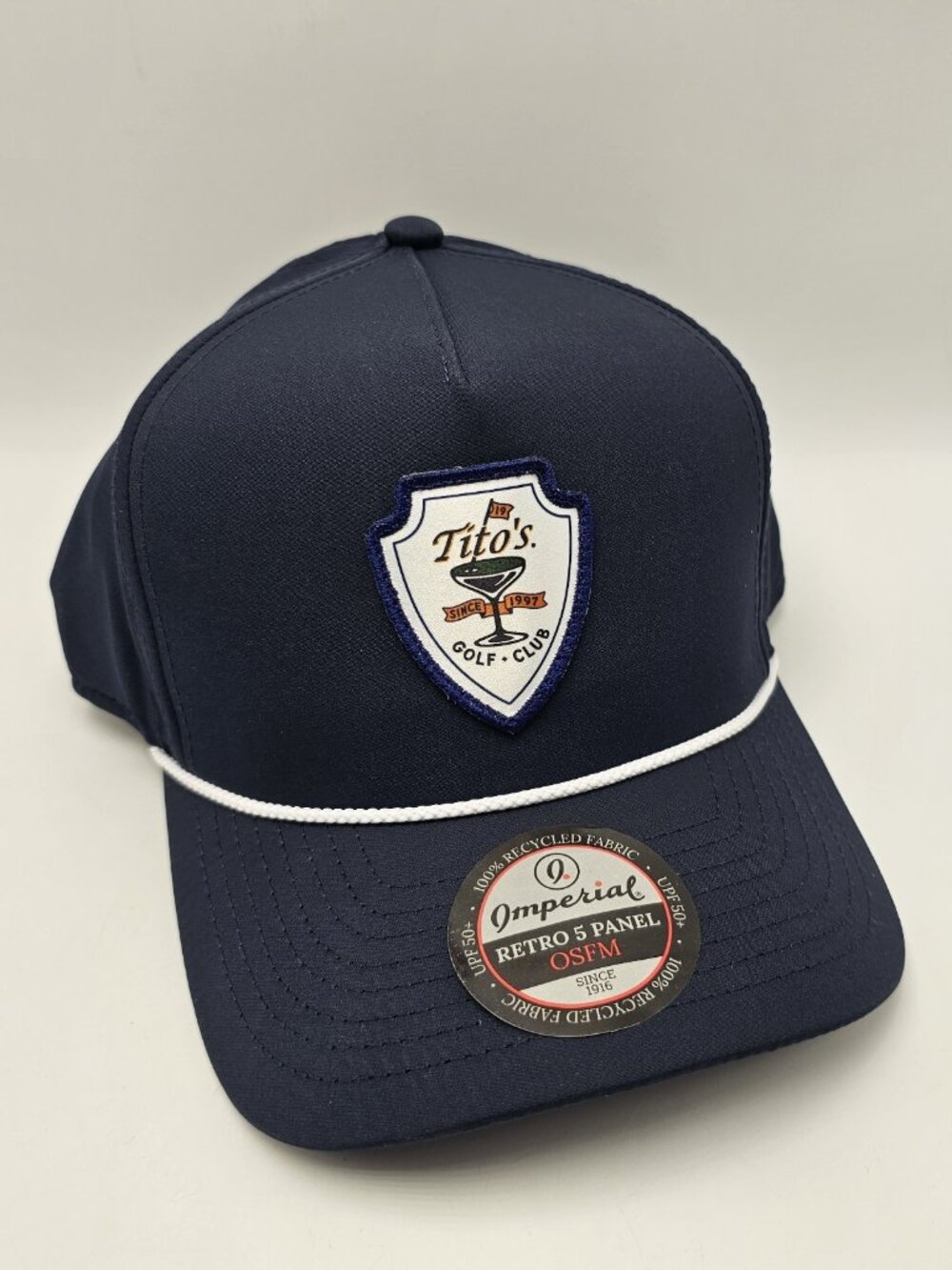 Titos Golf Club Baseball Hat Navy Blue Adjustable Imperial Snapback Cap
